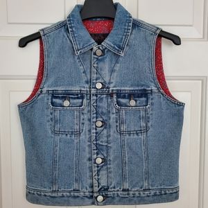 RALPH RALPH LAUREN Women's vintage denim vest with red floral lining Size Small